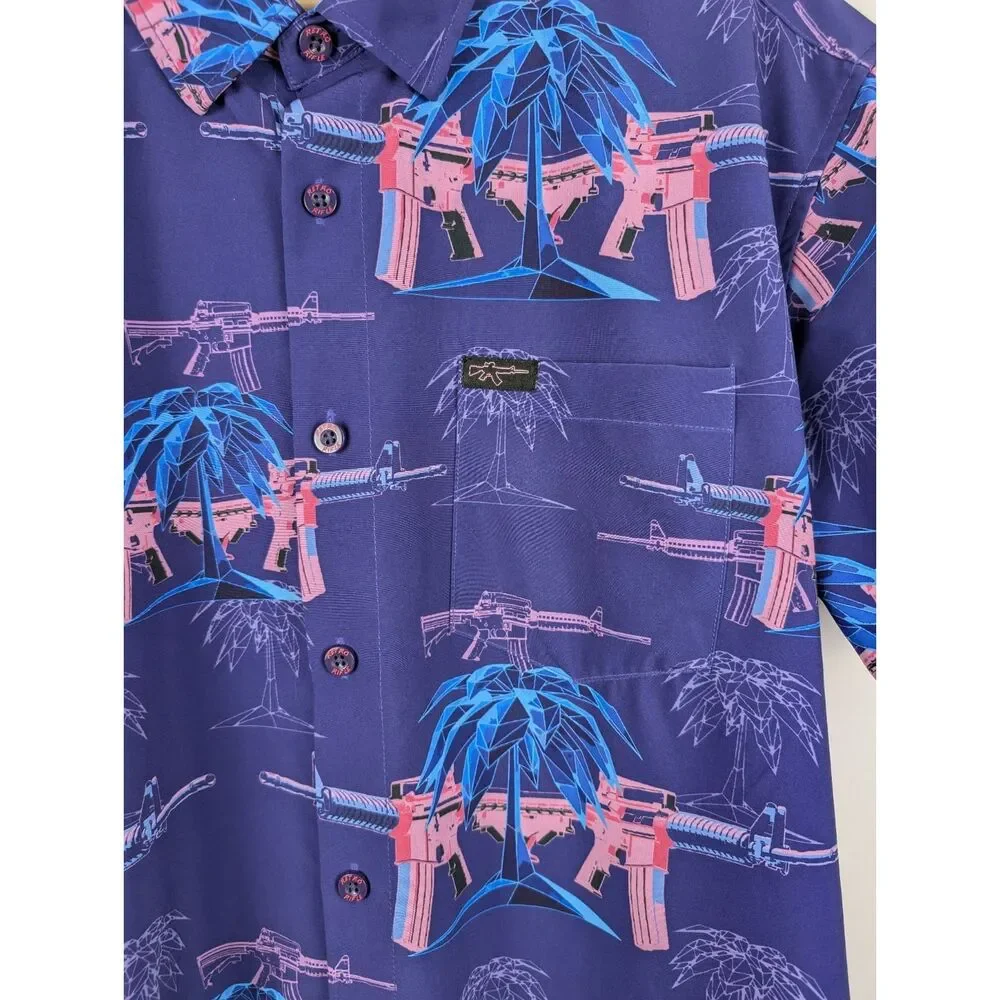 RETRO RIFLE Palm V2 Mens Size Large Purple Short Sleeve Button Down Shirt RARE - Picture 5 of 7
